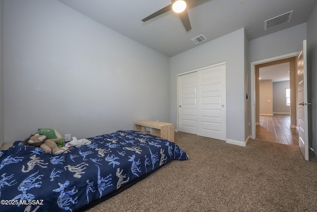 491 W Camino Del Toro, Vail, AZ 85641 - carpeted bedroom with a closet, a ceiling fan, and baseboards