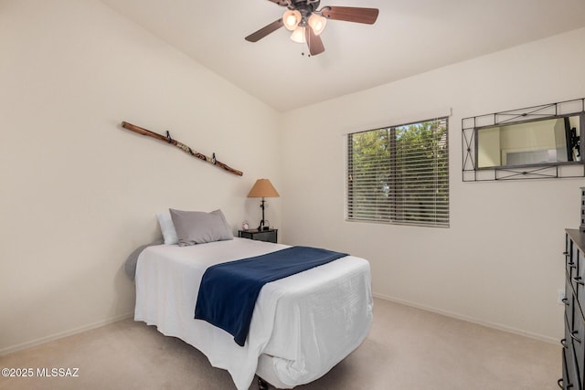 5354 W Eagle Claws Ct, Marana, AZ 85658 - bedroom with a ceiling fan, light carpet, and baseboards
