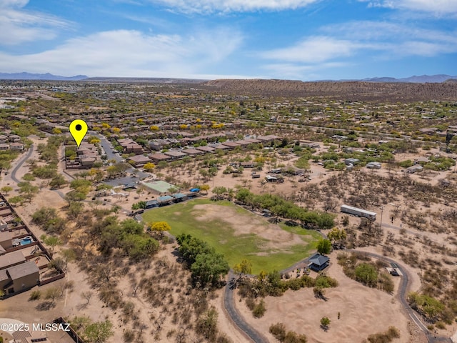 birds eye view of property featuring a residential view and a mountain view