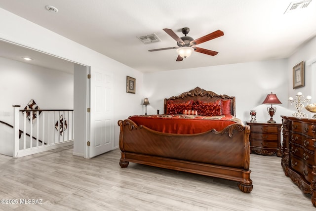 3825 W Perseus St, Tucson, AZ 85742 - bedroom with a ceiling fan, light wood-style floors, and visible vents
