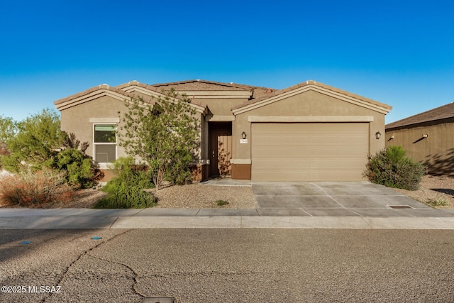 17949 S Whispering Glen Path, Sahuarita, AZ 85629 - ranch-style house with a garage, driveway, and stucco siding