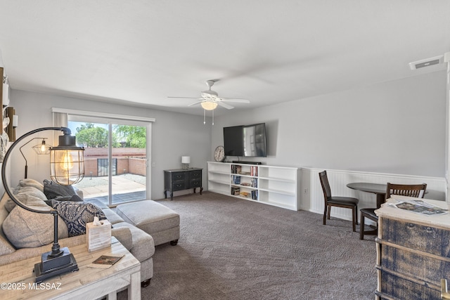 1376 S Desert Meadows Cir, Green Valley, AZ 85614 - living room featuring a ceiling fan and carpet floors