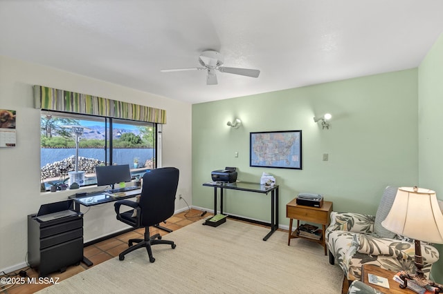 7361 E Riverbank Loop, Tucson, AZ 85715 - tiled office with baseboards and ceiling fan