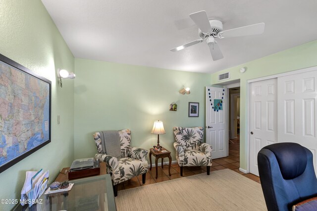 7361 E Riverbank Loop, Tucson, AZ 85715 - office area featuring baseboards, visible vents, and a ceiling fan