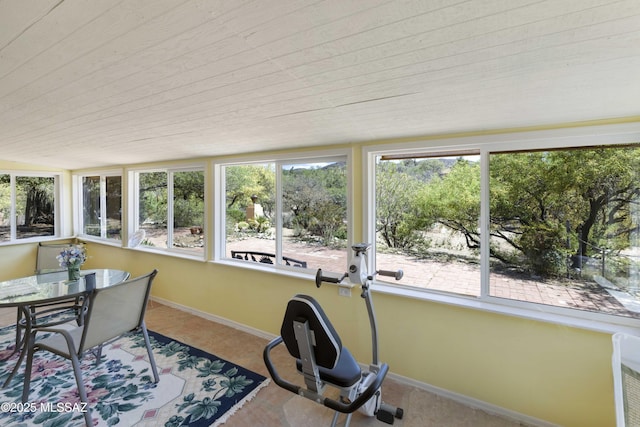 280 W Oak Hills Dr, Oracle, AZ 85623 - sunroom featuring baseboards and wooden ceiling