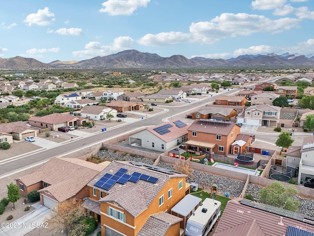 aerial view with a mountain view and a residential view