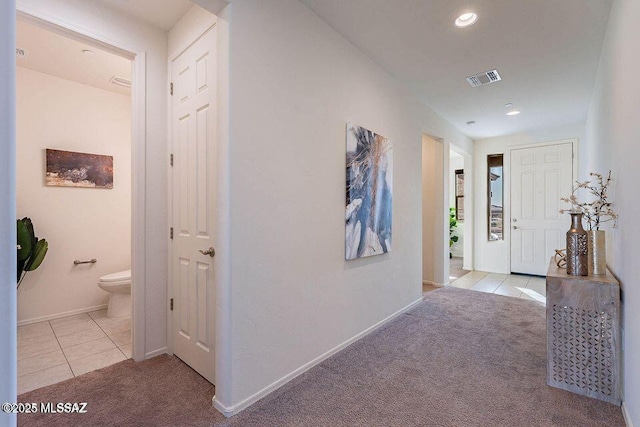 10965 N Cormac Ave, Tucson, AZ 85742 - foyer featuring carpet flooring, tile patterned floors, recessed lighting, and baseboards