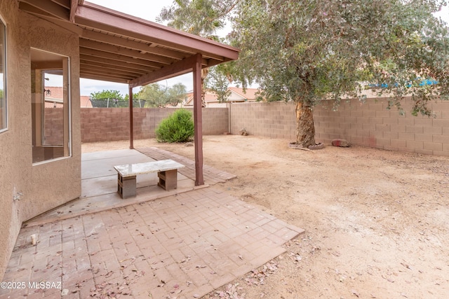 view of patio featuring a fenced backyard