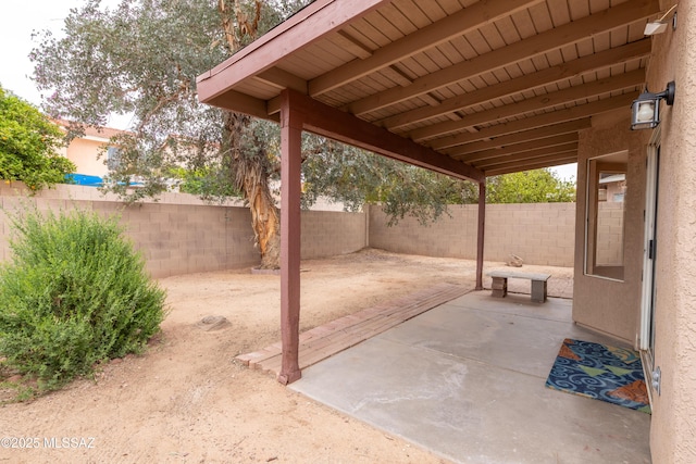view of patio featuring a fenced backyard