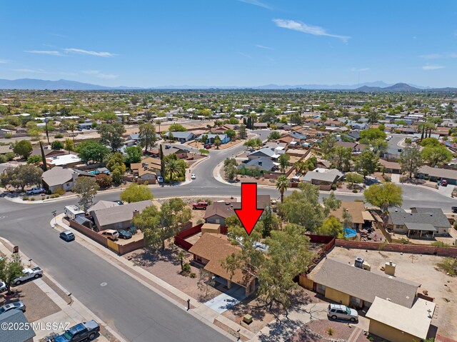 2991 W Basil Pl, Tucson, AZ 85741 - aerial view of property's location featuring a mountainous background and nearby suburban area