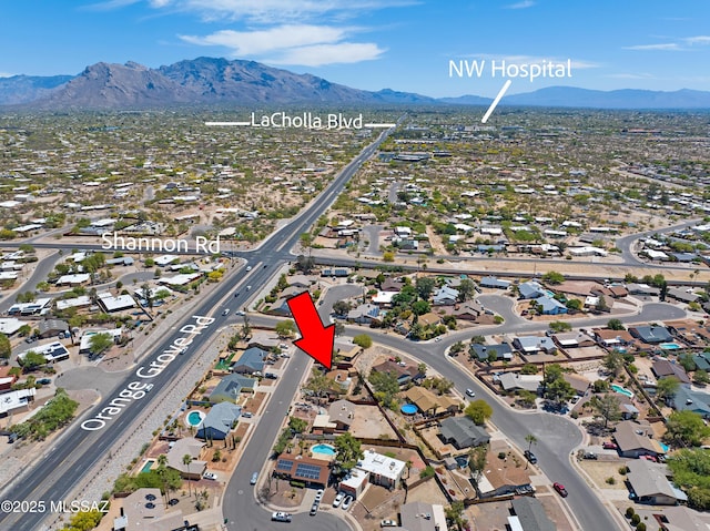 2991 W Basil Pl, Tucson, AZ 85741 - aerial view of property's location featuring a mountainous background and nearby suburban area