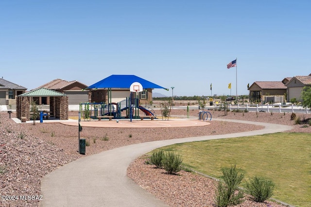 community jungle gym featuring a gazebo