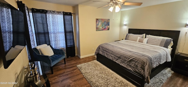 6651 N Campbell Ave Apt 152, Tucson, AZ 85718 - bedroom featuring dark wood finished floors, baseboards, and a ceiling fan