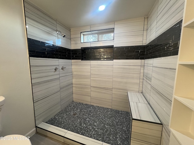 bathroom featuring toilet and walk in shower