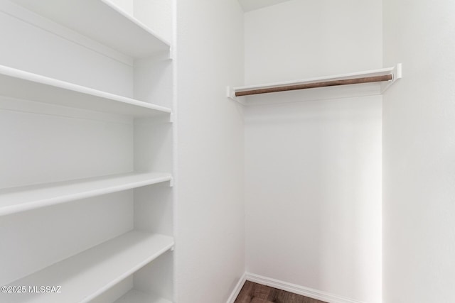 spacious closet with wood finished floors