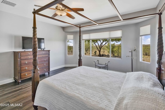 32968 S Cattle Trl, Oracle, AZ 85623 - bedroom with visible vents, dark wood finished floors, baseboards, and multiple windows