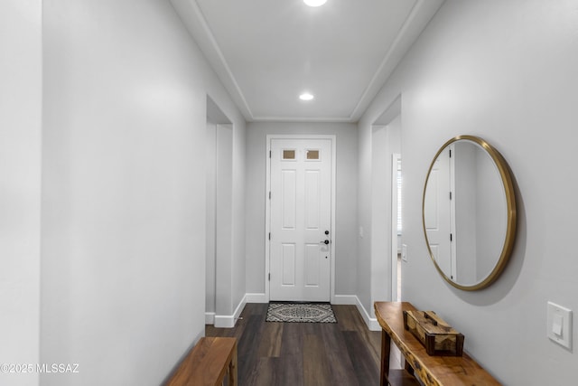 32968 S Cattle Trl, Oracle, AZ 85623 - doorway featuring recessed lighting, baseboards, and dark wood finished floors