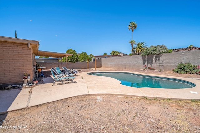 9061 E 39th St, Tucson, AZ 85730 - view of pool featuring a fenced in pool, a fenced backyard, and a patio area