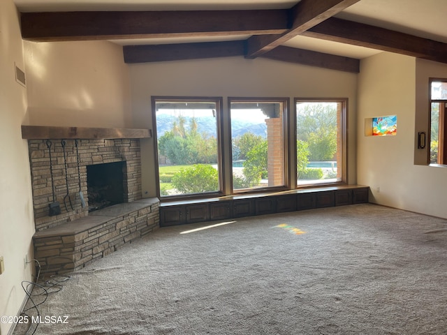 942 N Rancho Del Jefe Loop, Tucson, AZ 85748 - unfurnished living room with carpet and a fireplace