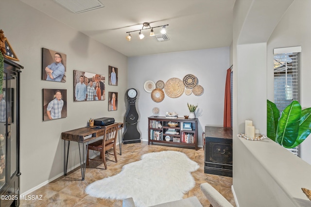 9224 S Big Tree Ln, Tucson, AZ 85756 - office area with baseboards, visible vents, and tile patterned flooring