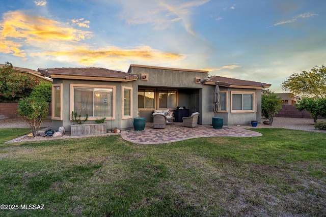 9224 S Big Tree Ln, Tucson, AZ 85756 - rear view of house with a yard, a patio, and fence