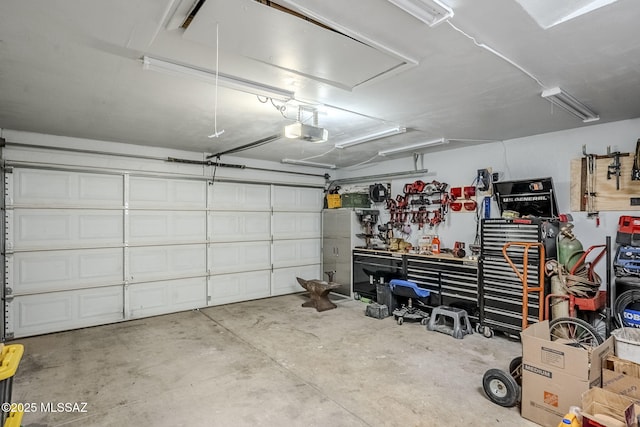 garage with a garage door opener