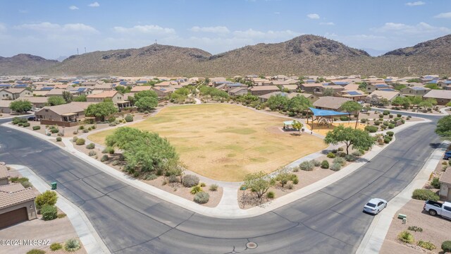 bird's eye view with a mountain view and a residential view