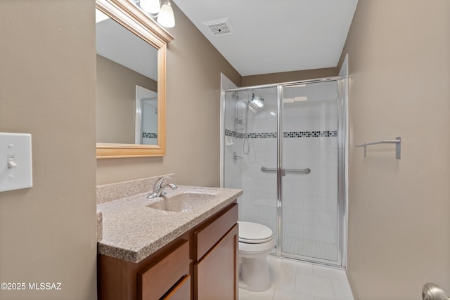 3202 W Calle Cereza, Tucson, AZ 85741 - full bathroom with tile patterned flooring, toilet, vanity, visible vents, and a stall shower