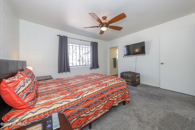 bedroom featuring carpet floors and a ceiling fan