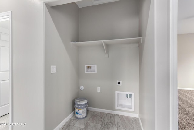 9008 W Bruce St, Tucson, AZ 85735 - washroom with marble finish floor, laundry area, hookup for an electric dryer, baseboards, and washer hookup