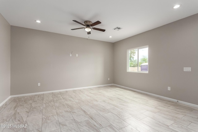 9008 W Bruce St, Tucson, AZ 85735 - spare room featuring baseboards, visible vents, recessed lighting, and ceiling fan