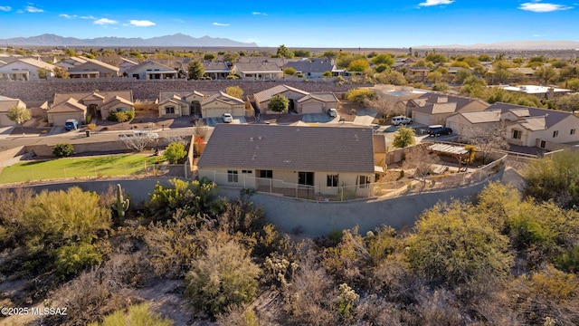 bird's eye view featuring a mountain view and a residential view