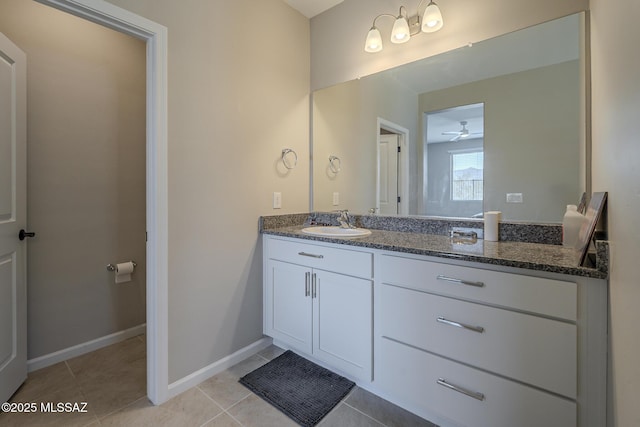 5369 S Sierra Prieta Trl, Tucson, AZ 85747 - bathroom with vanity, a ceiling fan, tile patterned flooring, and baseboards