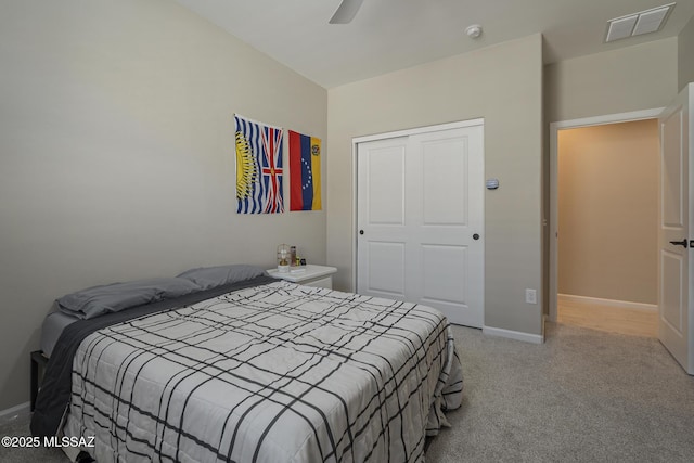 5369 S Sierra Prieta Trl, Tucson, AZ 85747 - carpeted bedroom featuring a closet, visible vents, ceiling fan, and baseboards