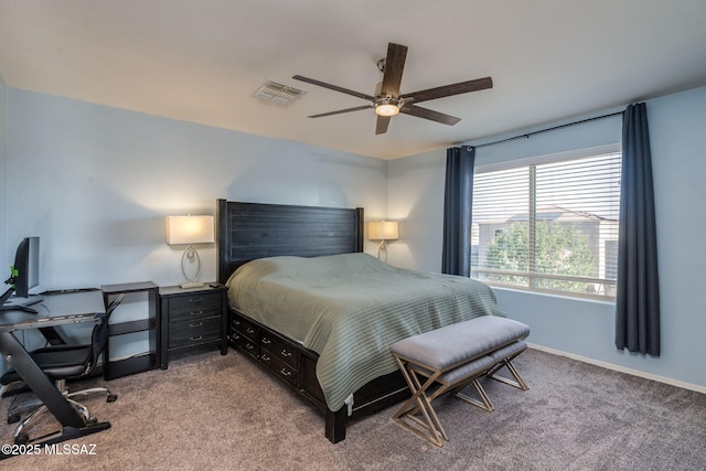 894 E Prairie Field Ln, Sahuarita, AZ 85629 - carpeted bedroom featuring baseboards, an office area, and ceiling fan