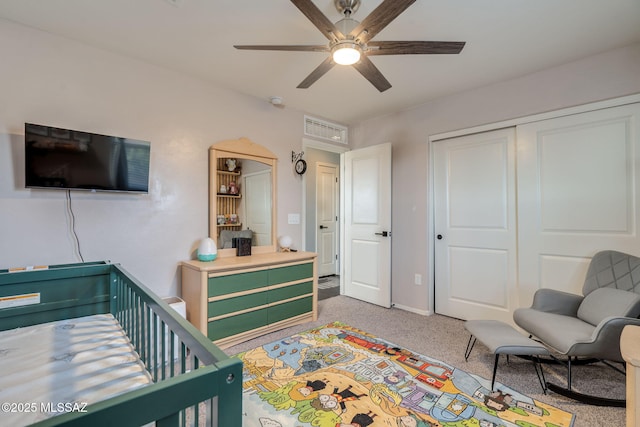 894 E Prairie Field Ln, Sahuarita, AZ 85629 - carpeted bedroom featuring a closet and a ceiling fan