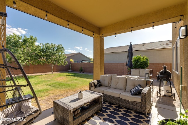 894 E Prairie Field Ln, Sahuarita, AZ 85629 - view of patio / terrace featuring area for grilling and an outdoor hangout area