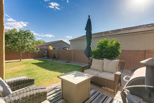 894 E Prairie Field Ln, Sahuarita, AZ 85629 - view of patio featuring an outdoor hangout area