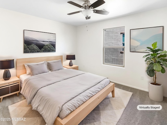 11155 E Vail Vista Ct, Tucson, AZ 85747 - bedroom featuring visible vents, ceiling fan, and baseboards