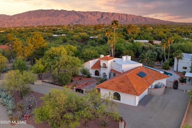 aerial view with a mountain view