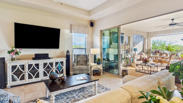 2230 E Thunder Bluff Dr, Green Valley, AZ 85614 - tiled living room with ceiling fan