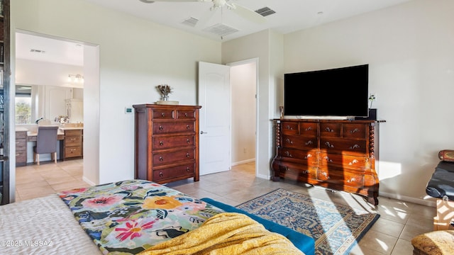 2230 E Thunder Bluff Dr, Green Valley, AZ 85614 - bedroom featuring tile patterned flooring, baseboards, and ceiling fan