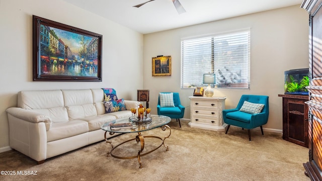 2230 E Thunder Bluff Dr, Green Valley, AZ 85614 - carpeted living room featuring ceiling fan and baseboards
