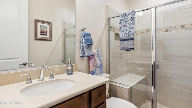 2230 E Thunder Bluff Dr, Green Valley, AZ 85614 - full bath featuring toilet, vanity, and a shower stall