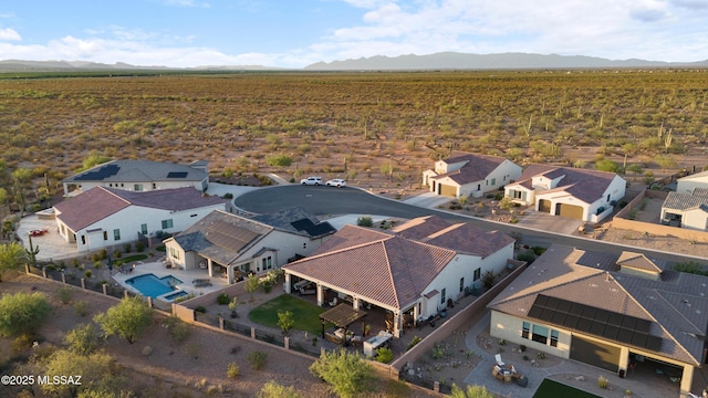 2230 E Thunder Bluff Dr, Green Valley, AZ 85614 - view from above of property with mountains and a pool area