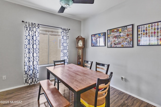 14472 S Camino Tierra Monte, Sahuarita, AZ 85629 - dining space with ceiling fan, wood finished floors, and baseboards