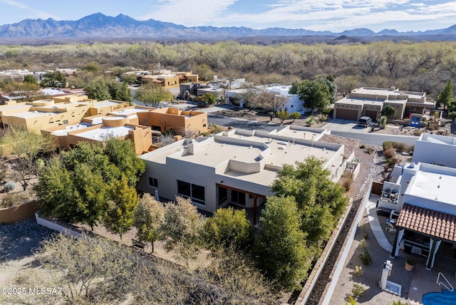 aerial view with a residential view and a mountain view