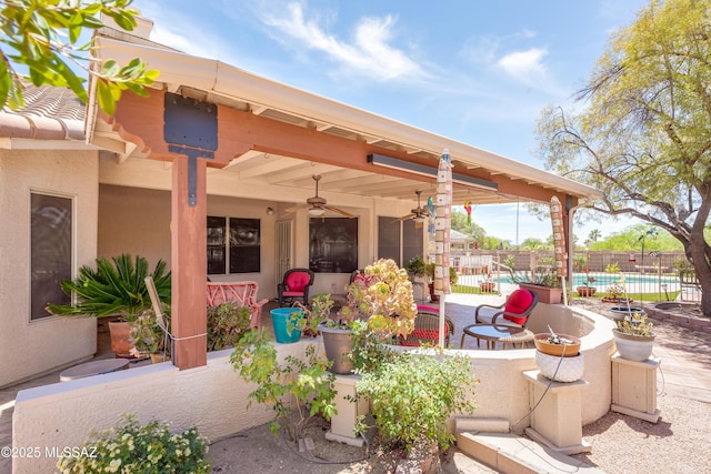 2377 W Catalina View Dr, Tucson, AZ 85742 - view of patio with a ceiling fan and fence