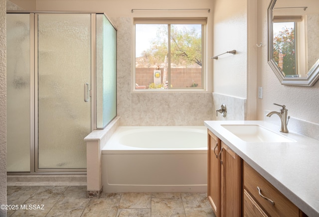 2377 W Catalina View Dr, Tucson, AZ 85742 - full bathroom featuring plenty of natural light, a shower stall, and vanity