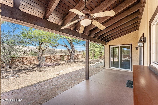 2778 S Via Del Bac, Green Valley, AZ 85622 - view of patio / terrace featuring ceiling fan and a fenced backyard